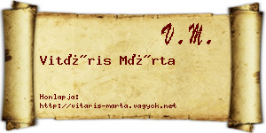 Vitáris Márta névjegykártya